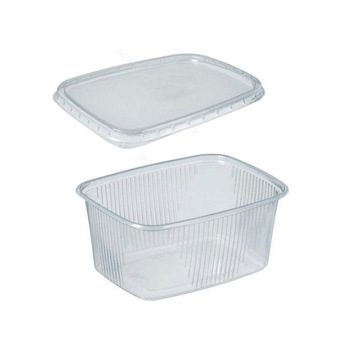 Saladebakjes Rechthoek met deksel 250cc - 100 stuks