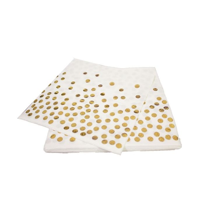 Servetten Dots Wit en Goud