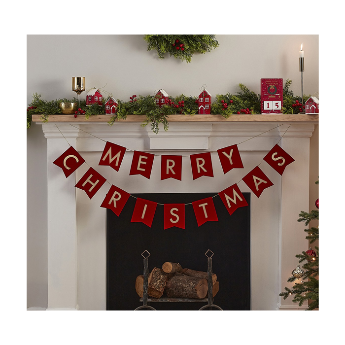 Kerstslinger Merry Christmas rood