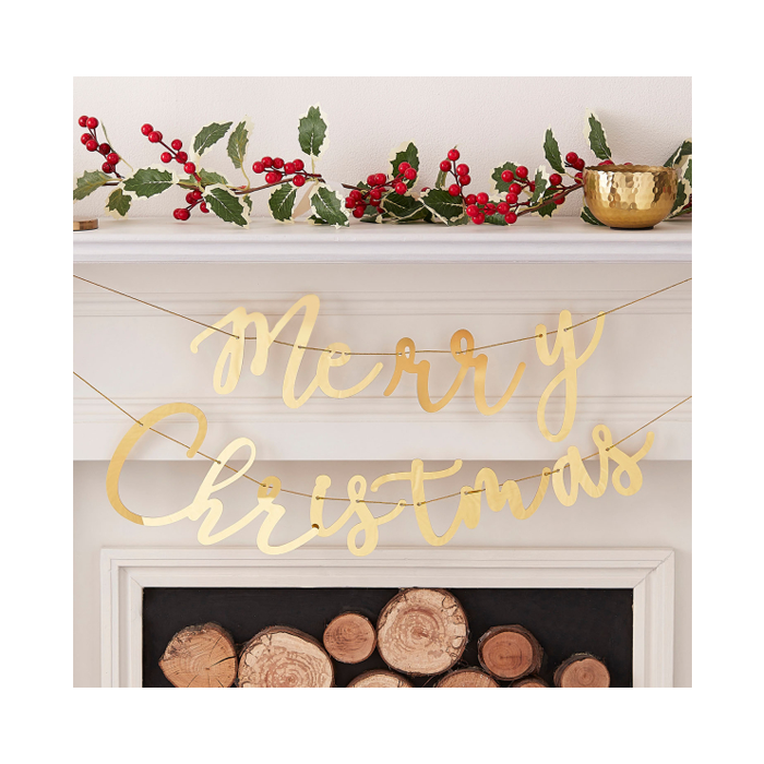 Gouden Kerstslinger Merry Christmas