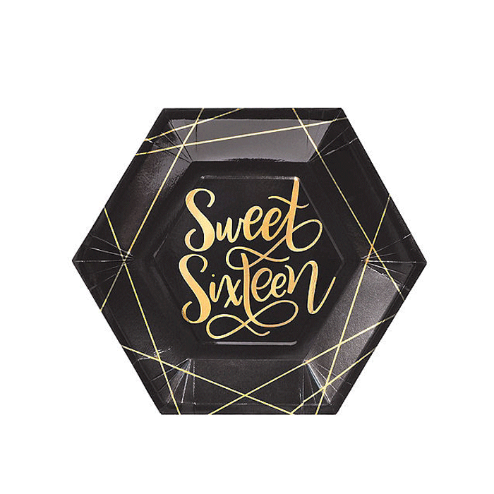 Bordjes Sweet Sixteen Zwart/Goud 