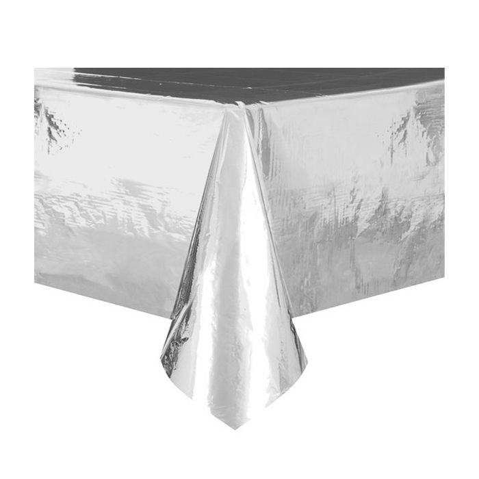 Plastic Tafelkleed Metallic Zilver 
