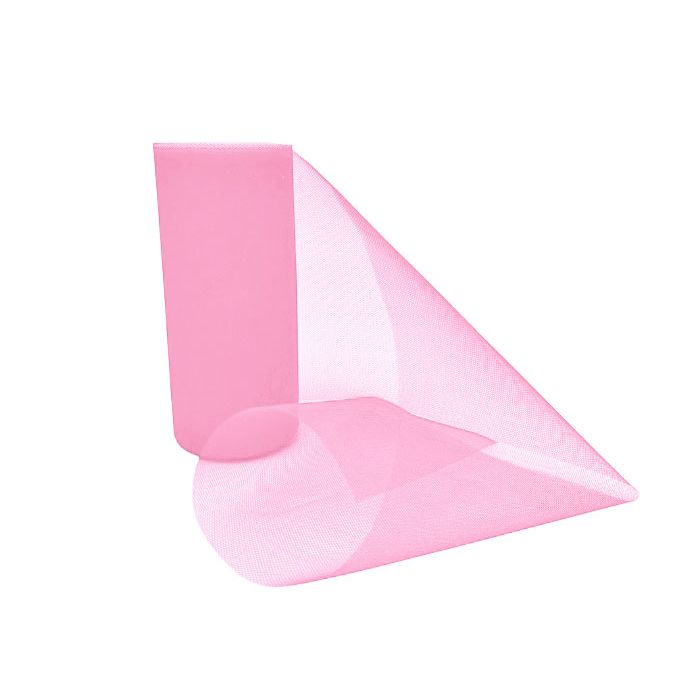 Roze tule rol 15cm breed en 22 meter lang voor decoratie en strikken