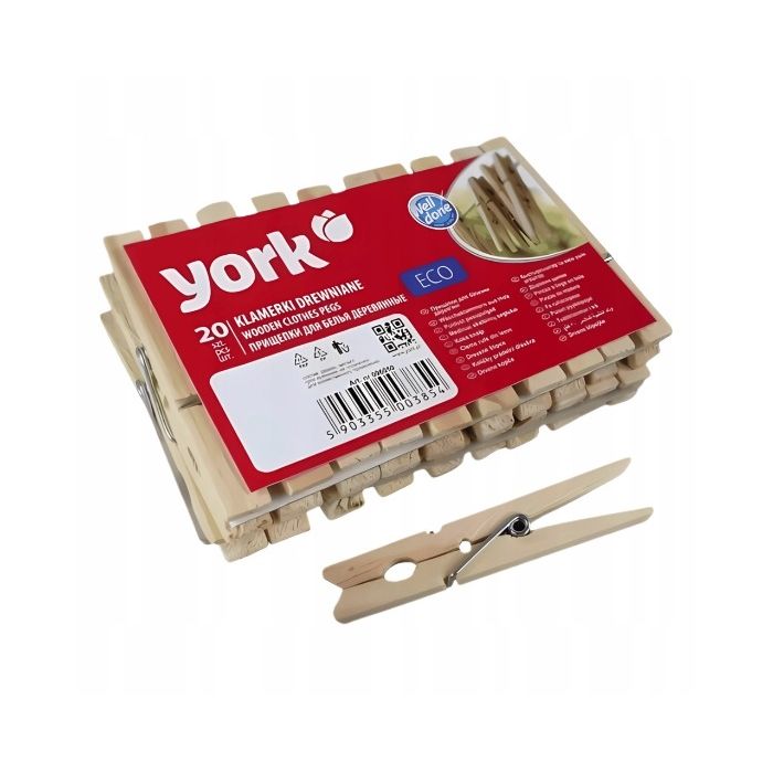 Wasknijpers York Hout - 20 stuks