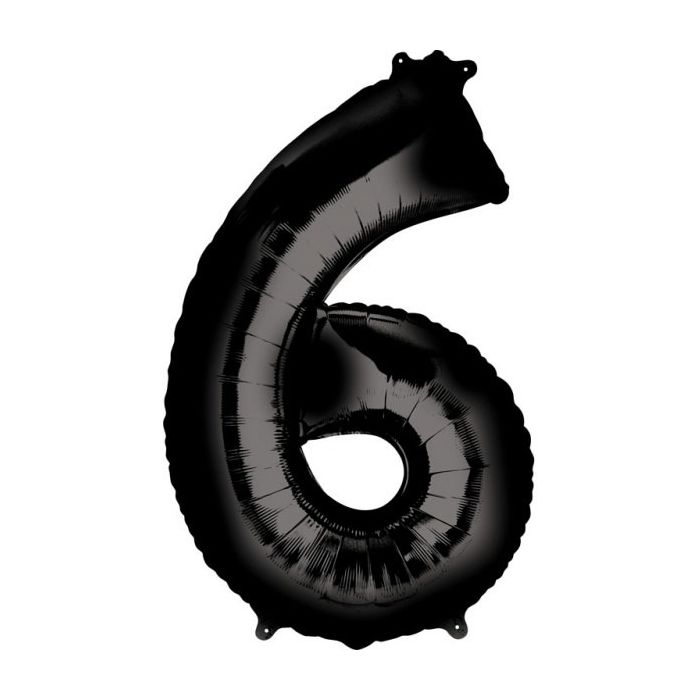 Folieballon 6 Zwart XL 