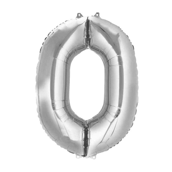 Folie Ballon 0 Zilver 40cm