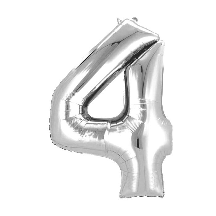 Folie Ballon 4 Zilver 40cm