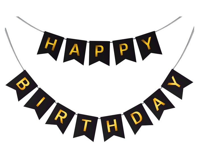 versus Boven hoofd en schouder rok Slinger 'Happy Birthday' Zwart | Daily Style