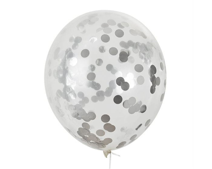 Confetti Ballonnen Zilver (5st) |