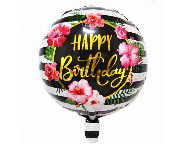 lijden Afhankelijk mesh Folieballon Happy Birthday Tropische Bloemen | Daily Style