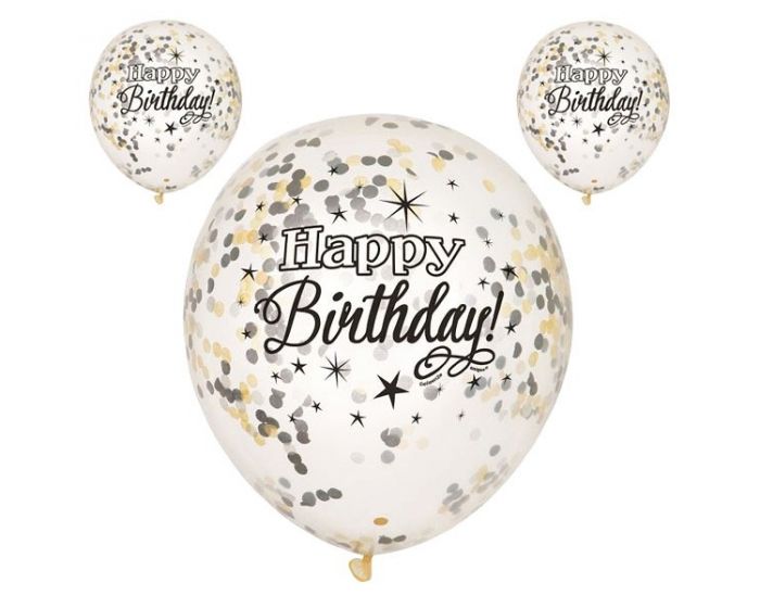 Malen Worden ik zal sterk zijn Confetti Ballon Happy Birthday Zwart (5st) | Daily Style
