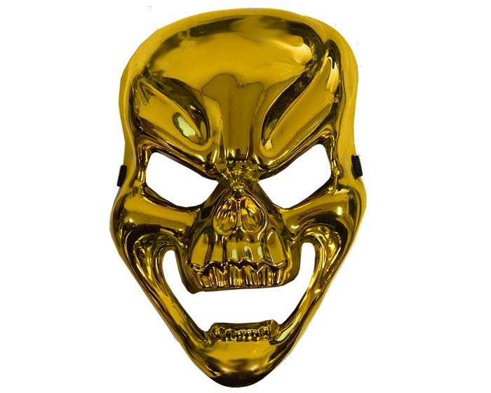 Opgetild beschermen gekruld Angry Skull Head Masker Goud | Daily Style