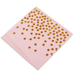 pot koppeling pad Servetten Dots Roze/Goud (20st) | Daily Style