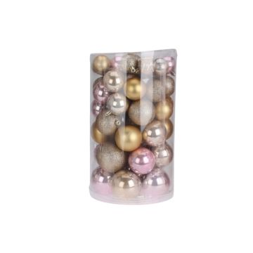 Kerstballen Roze & Goud 60 stuks