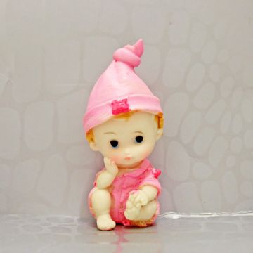 Babybeeldje Zittend Roze