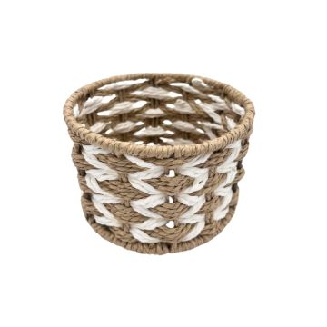 Mand Rond Klein Bruin/Wit (15cm)