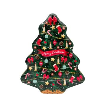 Kerstboom Blik met chocolade pralines - 120 gram