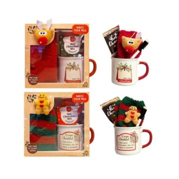 Joyful Giftbox - Chocolade mix, kerstsok & mok