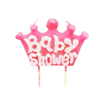 Kaars Babyshower Kroon Roze