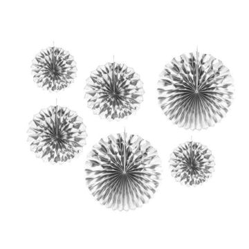 Deco Waaiers Metallic Zilver 6dlg