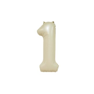Folieballon Cijfer 1 - Creme - 86cm