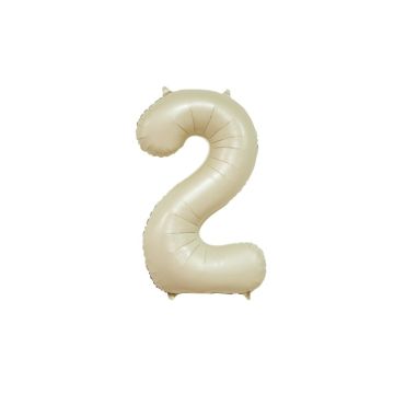 Folieballon Cijfer 2 - Creme - 86cm