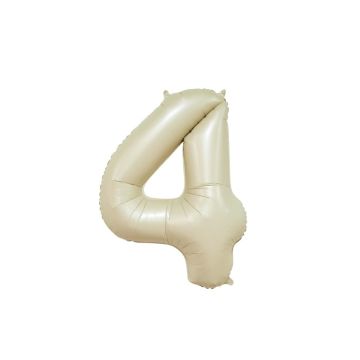 Folieballon Cijfer 4 - Creme - 86cm