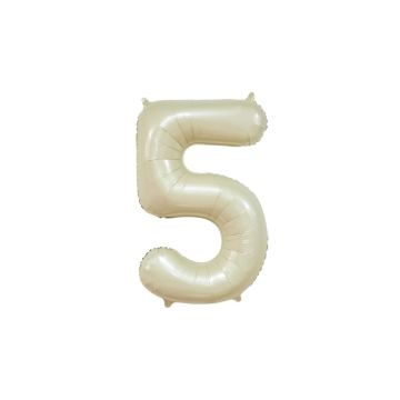 Folieballon Cijfer 5 - Creme - 86cm