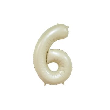Folieballon Cijfer 6 - Creme - 86cm