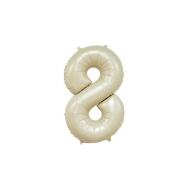 Folieballon Cijfer 8 - Creme - 86cm