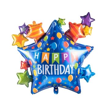 Folieballon Sterren Happy Birthday (85x87cm) 