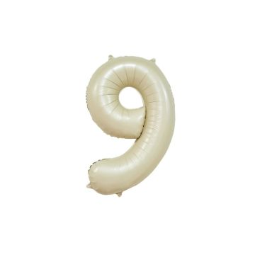Folieballon Cijfer 9 - Creme - 86cm