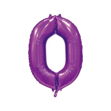 Folieballon Cijfer 0 Satijn Paars
