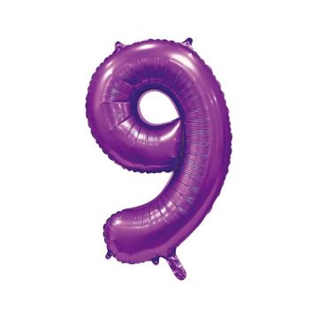 Folieballon Cijfer 9 Satijn Paars