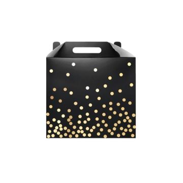 Cadeaudoos Dots Zwart/Goud -12x12cm - 3 stuks 