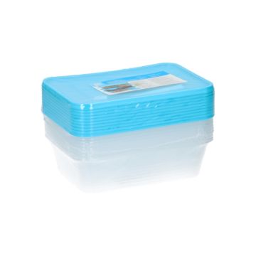 Voedselbewaardoos Transparant Rechthoek + blauwe deksel 600ml (10st) 