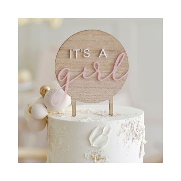 Houten Taarttopper It's a Girl Ginger Ray