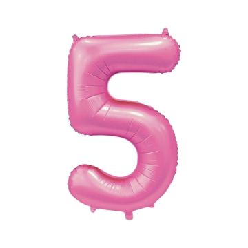 Folieballon Cijfer 5 Satijnroze