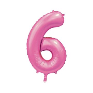 Folieballon Cijfer 6 Satijnroze