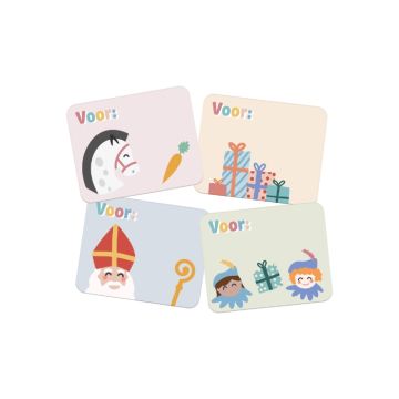 Naamstickers Cadeau Sint en Pieten 50 stuks