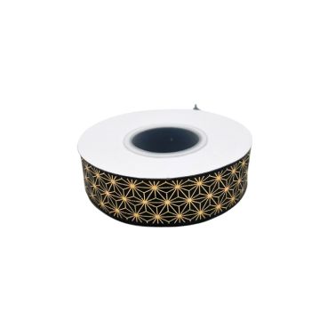 Satijnlint Geo Zwart & Goud - 22m