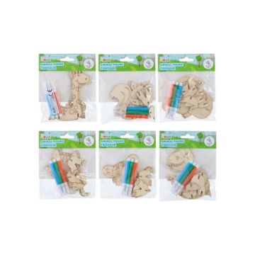 Houten Dierenfiguur Kleurset (5dlg) 