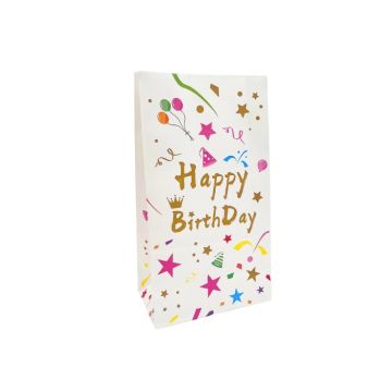 Papieren Zakjes Happy Birthday Wit (10st) 