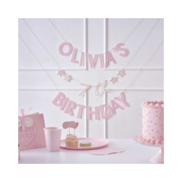 Personaliseerbare Slinger Roze Ginger Ray (2m) 