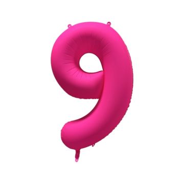 Folieballon Cijfer 9 Neon Roze