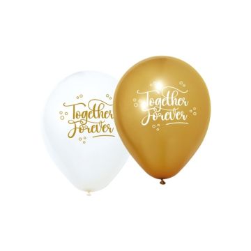 Ballonnen Together Forever Wit & Goud - 8 stuks