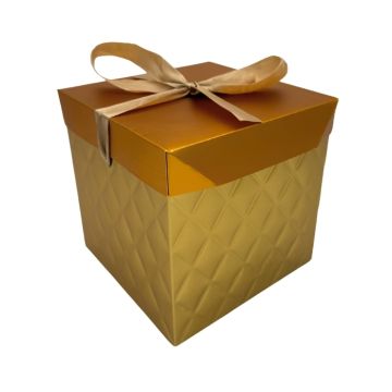 Cadeaudoos Geruit Goud 15cm - Luxe cadeauverpakking