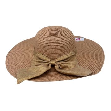 Zomerhoed met strik Dames Bruin
