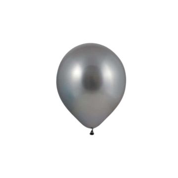 Mini Chroom Ballonnen Zilver - 11cm - 20 stuks