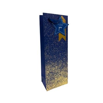 Wijntas Donkerblauw & Metallic Goud – Een luxe aanvulling op elk wijngeschenk